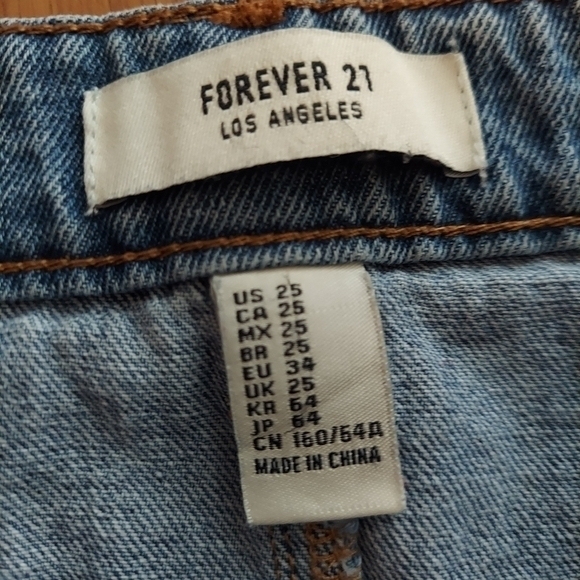 Forever 21 denim mini skirt button front jean blue belt loops 100% cotton sz 25 - Picture 2 of 6